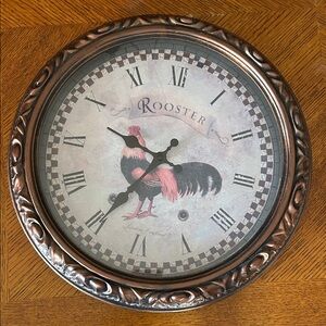Rooster Wall Clock in Copper and Black - Decorative Home Wall Decor